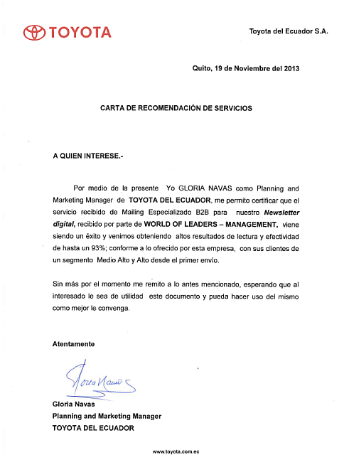 CERTIFICACION TOYOTA ECUADOR