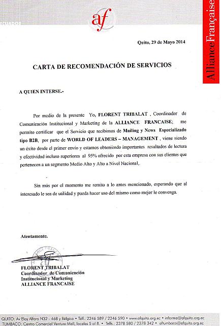 RECOMENDACION ALIANZA FRANCESA 2014